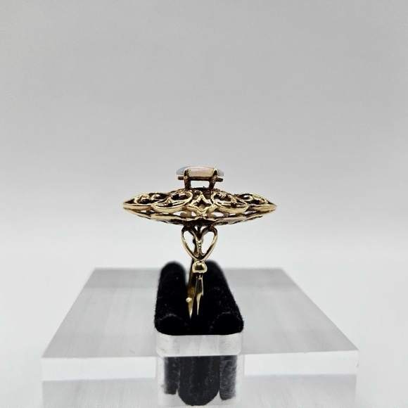 14k Gold Vintage Filigree Natural Opal Ring - Picture 9 of 9